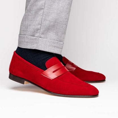 16-672-RED Mocasines Penny de ante y piel de ternera Tippa Rojos