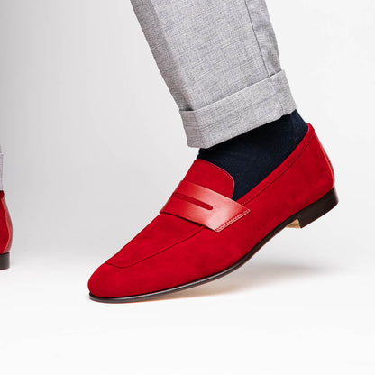 16-672-RED Mocasines Penny de ante y piel de ternera Tippa Rojos
