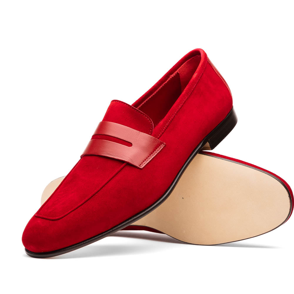 16-672-RED Mocasines Penny de ante y piel de ternera Tippa Rojos