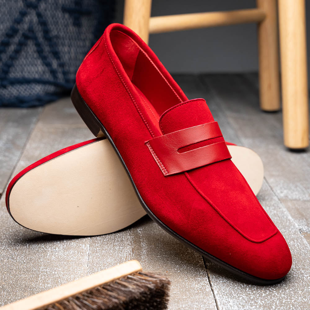16-672-RED Mocasines Penny de ante y piel de ternera Tippa Rojos