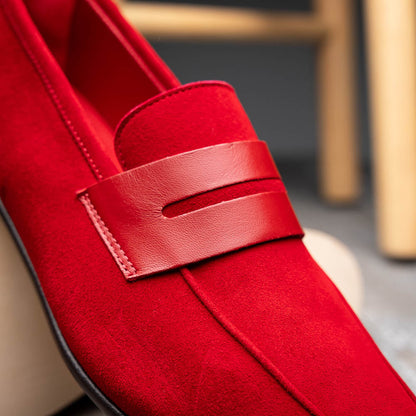 16-672-RED Mocasines Penny de ante y piel de ternera Tippa Rojos