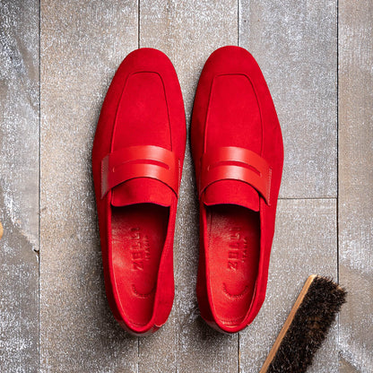 16-672-RED Mocasines Penny de ante y piel de ternera Tippa Rojos