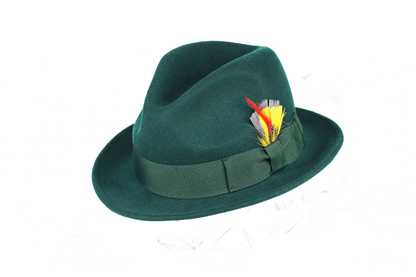 Ferrecci Brooks Soft 100% Australian Wool Felt Body With Removable Feather Hunter Green