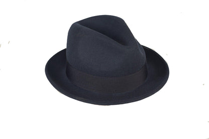 Ferrecci Brooks Soft 100% Australian Wool Felt Body With Removable Feather Navy Blue Hat Great For Travel.