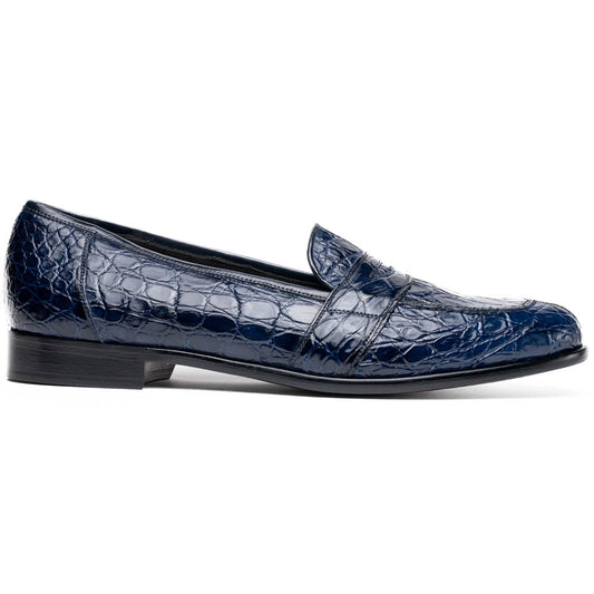 11-119-NVY Mocasín Penny TUSCANY de Cocodrilo, Azul Marino