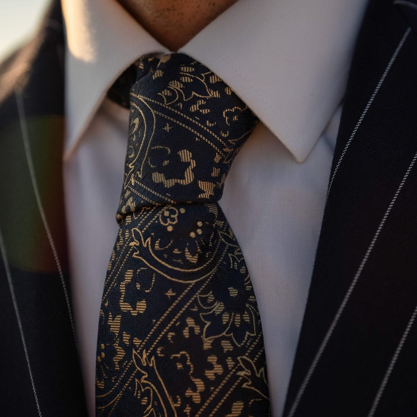 Caruso - Silk Jacquard Tie - Midnight Blue