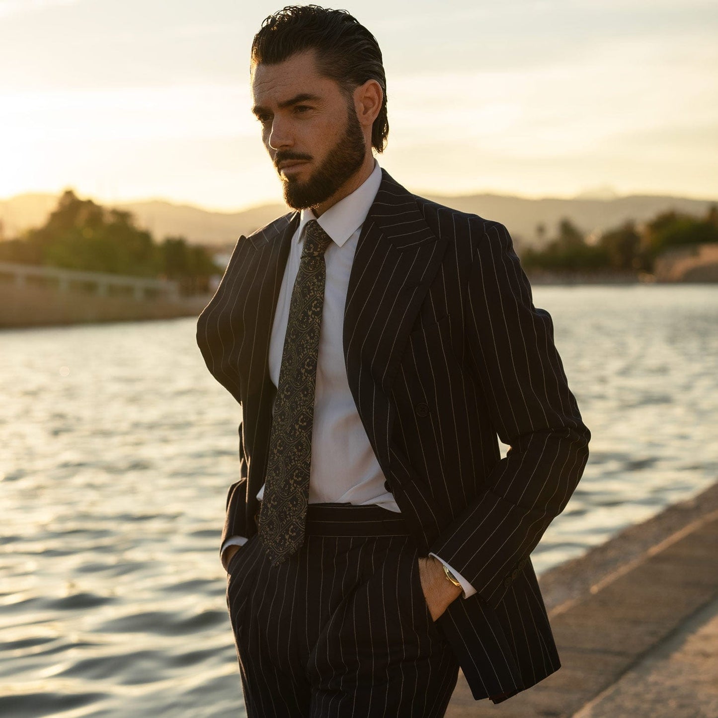 Caruso - Silk Jacquard Tie - Midnight Blue