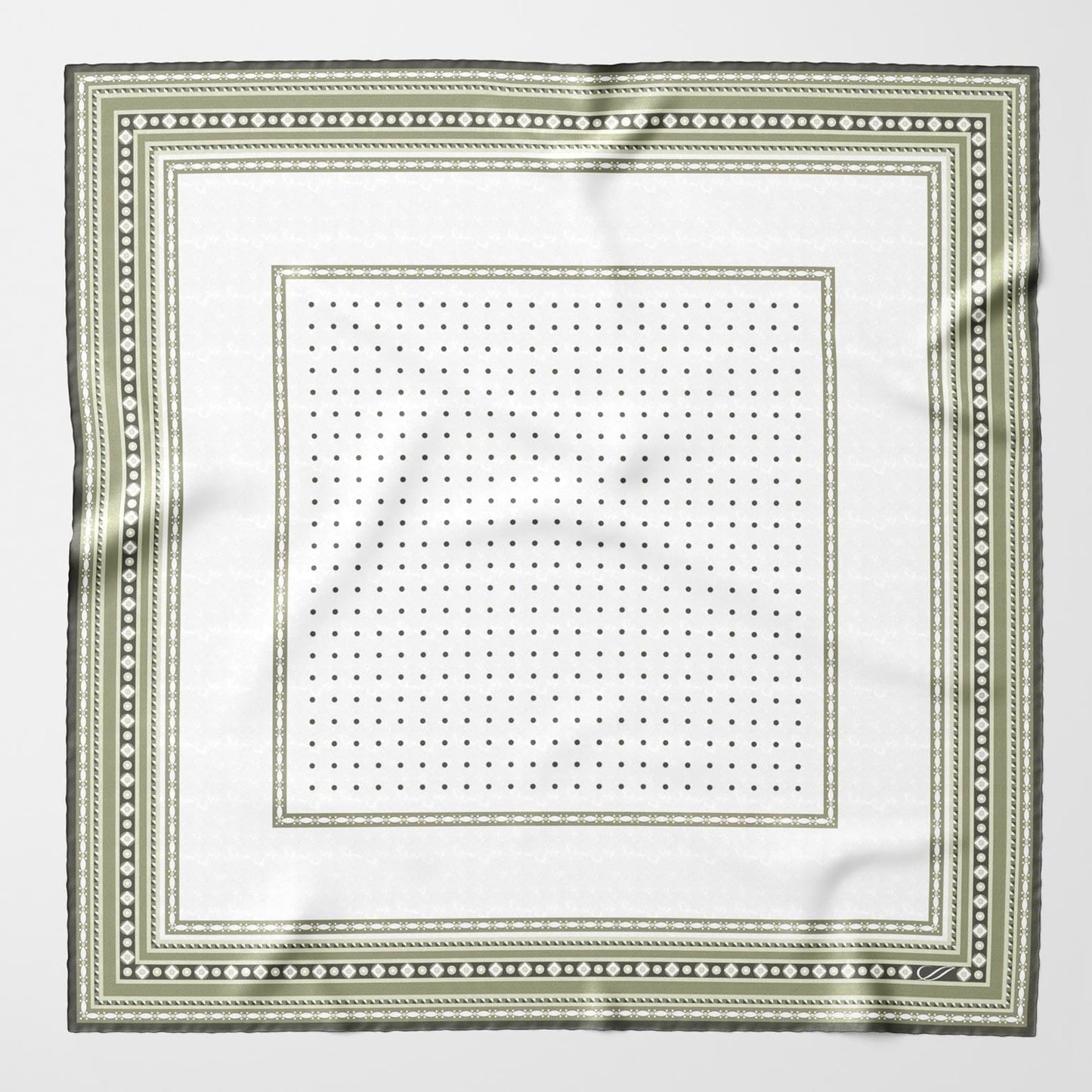 Verona - Silk Neckerchief - White & Sage - My Men's Shop