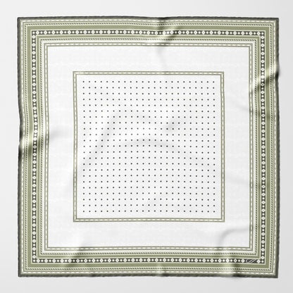 Verona - Silk Neckerchief - White & Sage - My Men's Shop