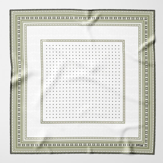 Verona - Silk Neckerchief - White & Sage - My Men's Shop