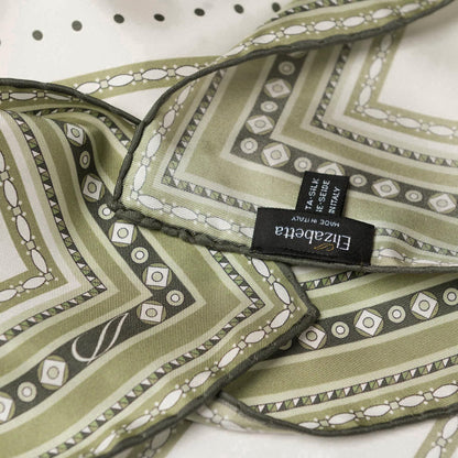 Verona - Silk Neckerchief - White & Sage - My Men's Shop