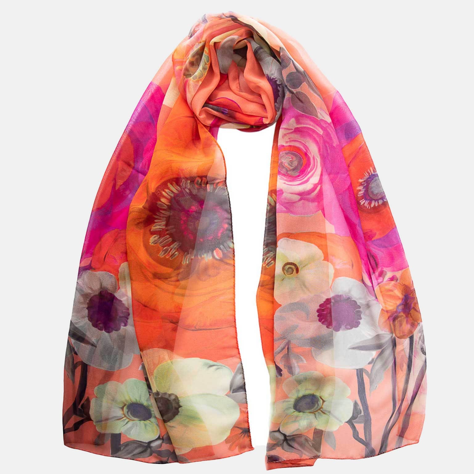 Campo de' Fiori - Long Silk Scarf - Coral - My Men's Shop