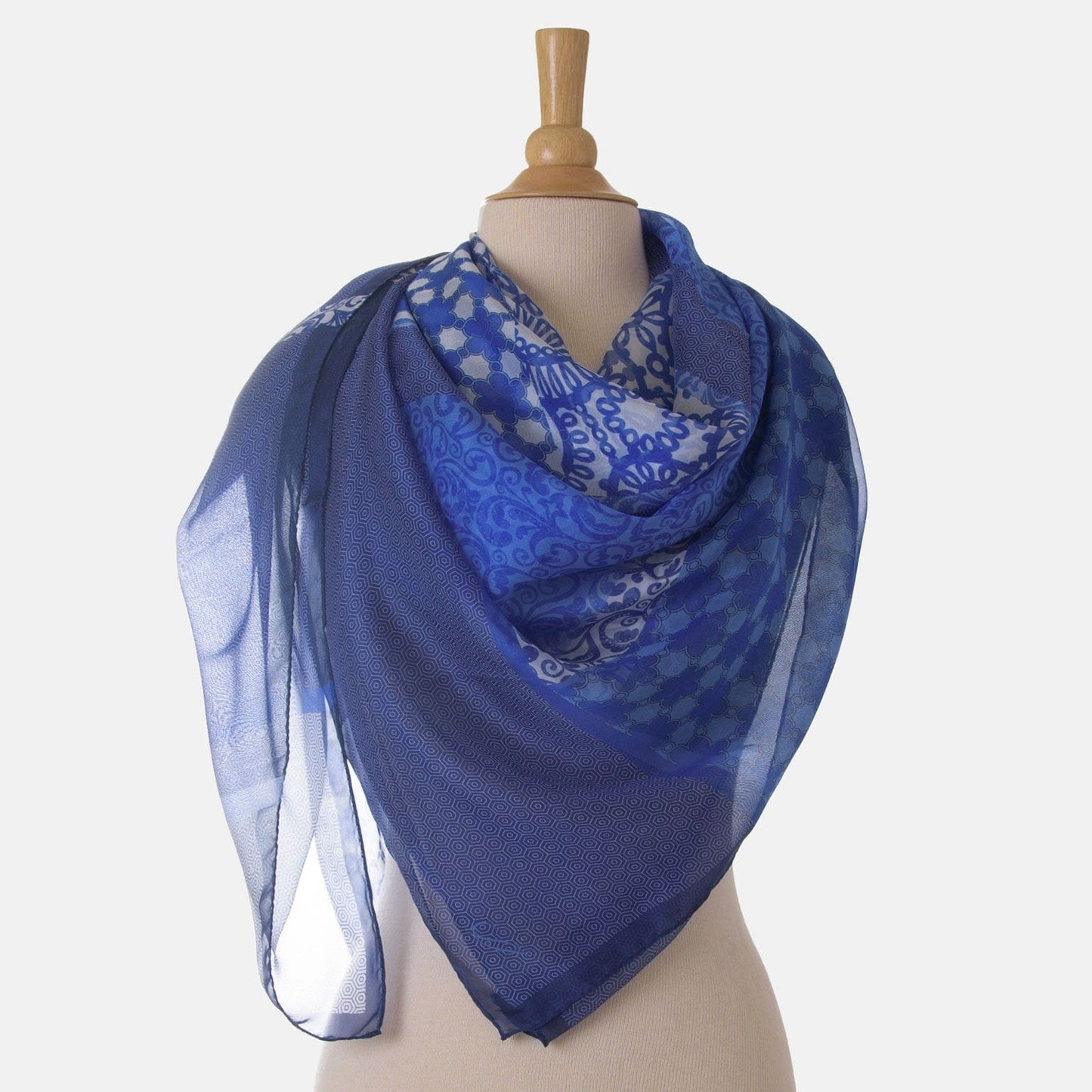 Dafne - Silk Scarf Shawl - Blue