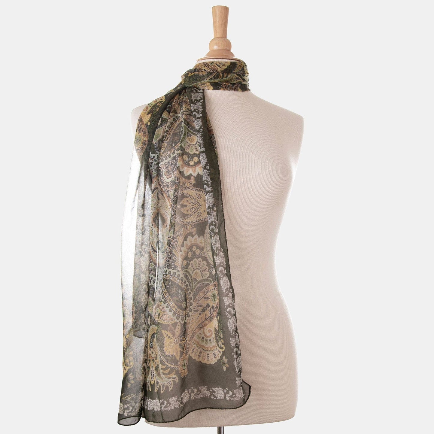 Samira - Long Silk Scarf - Bayberry