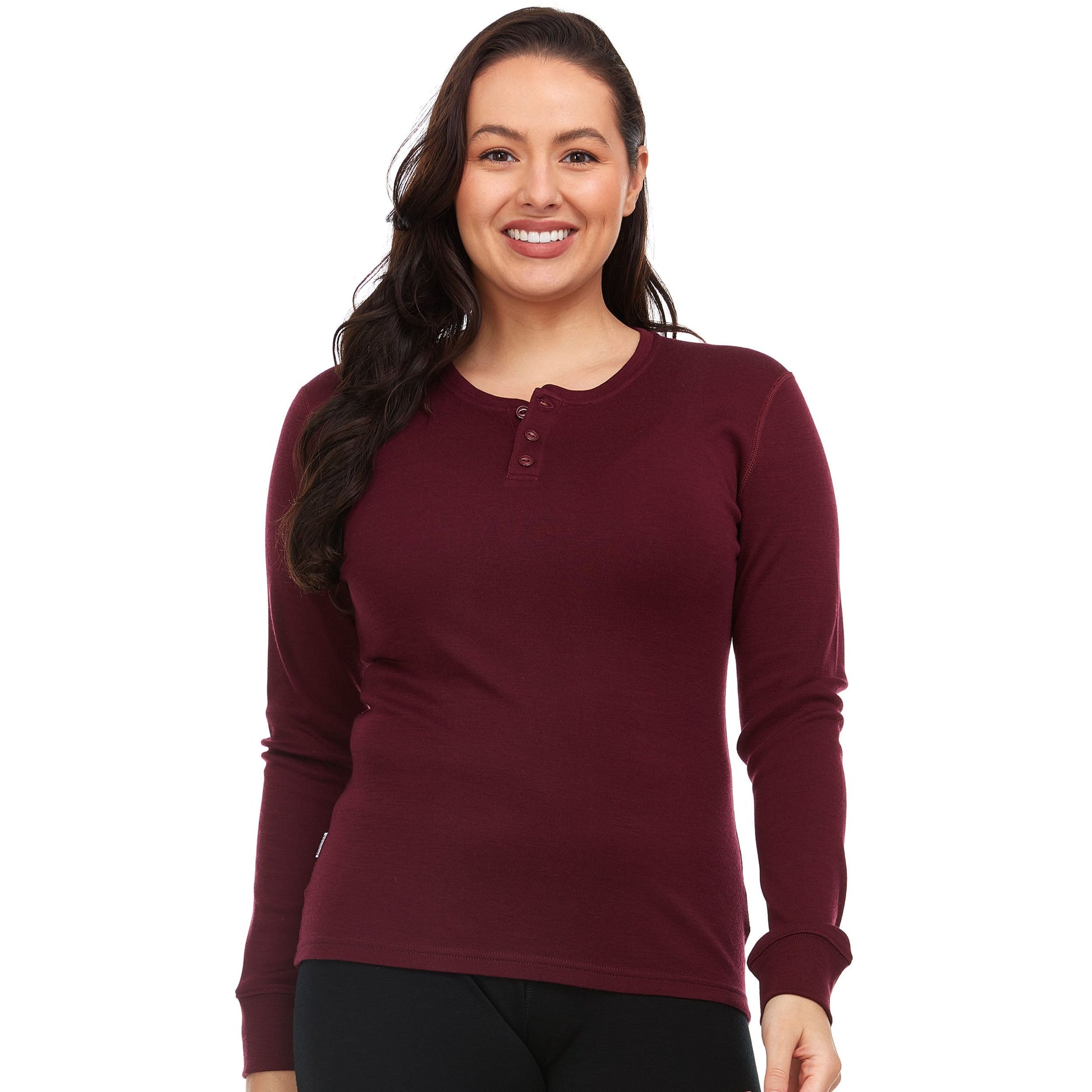 Midweight - Women's Long Sleeve Henley 100% Merino Wool - My Men's Shop