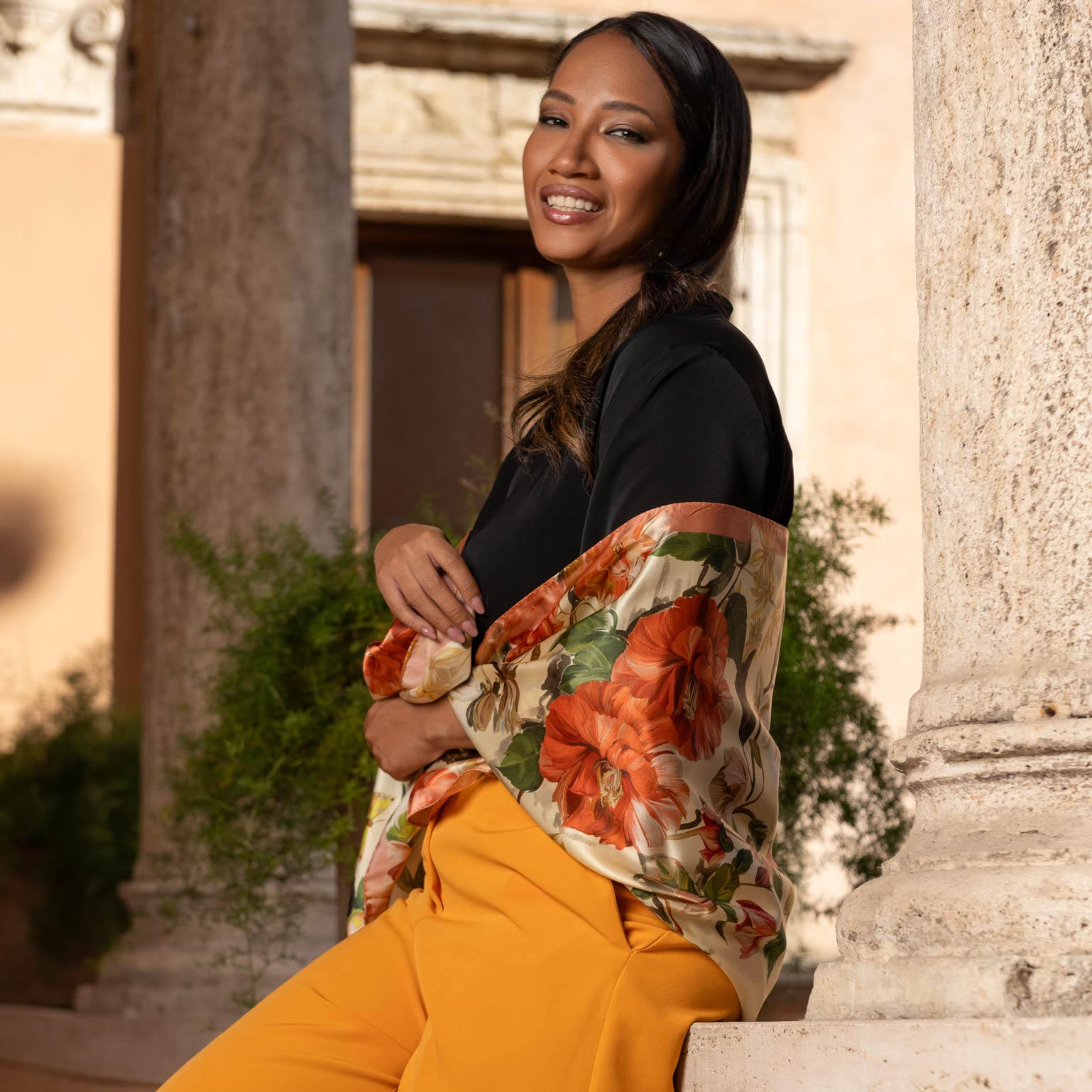 Rosa - Long Silk Scarf - Peach - My Men's Shop