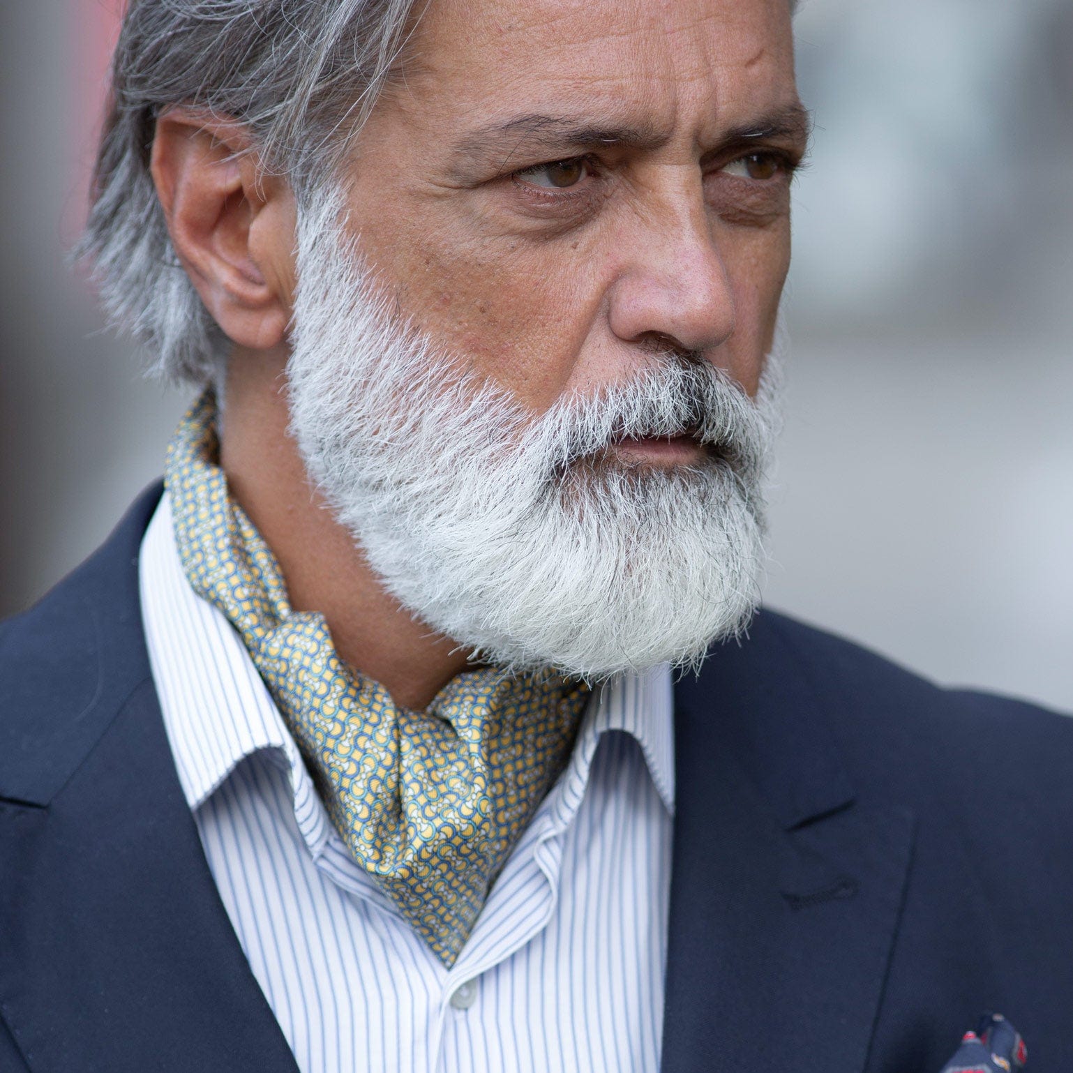 Condotti - Silk Ascot Cravat Tie - Yellow and Blue - My Men's Shop