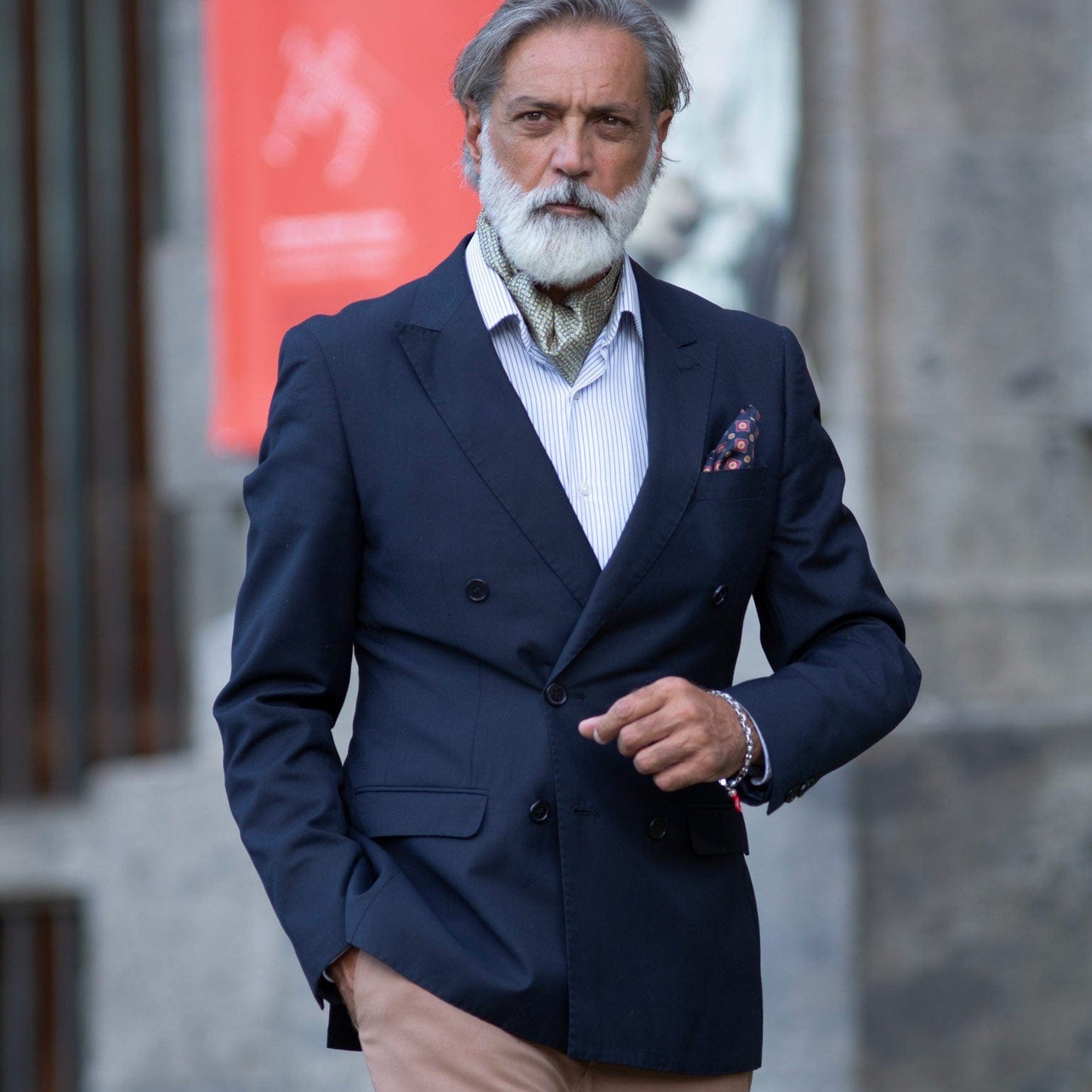 Condotti - Silk Ascot Cravat Tie - Yellow and Blue - My Men's Shop